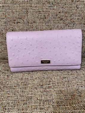 Brand new kate spade Lilac Ostrich-Embossed Over-Sized Fold Wallet